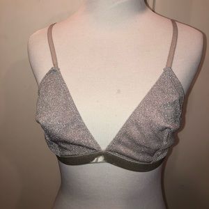 Urban Outfitters Silver Glitter Triangle Bralette